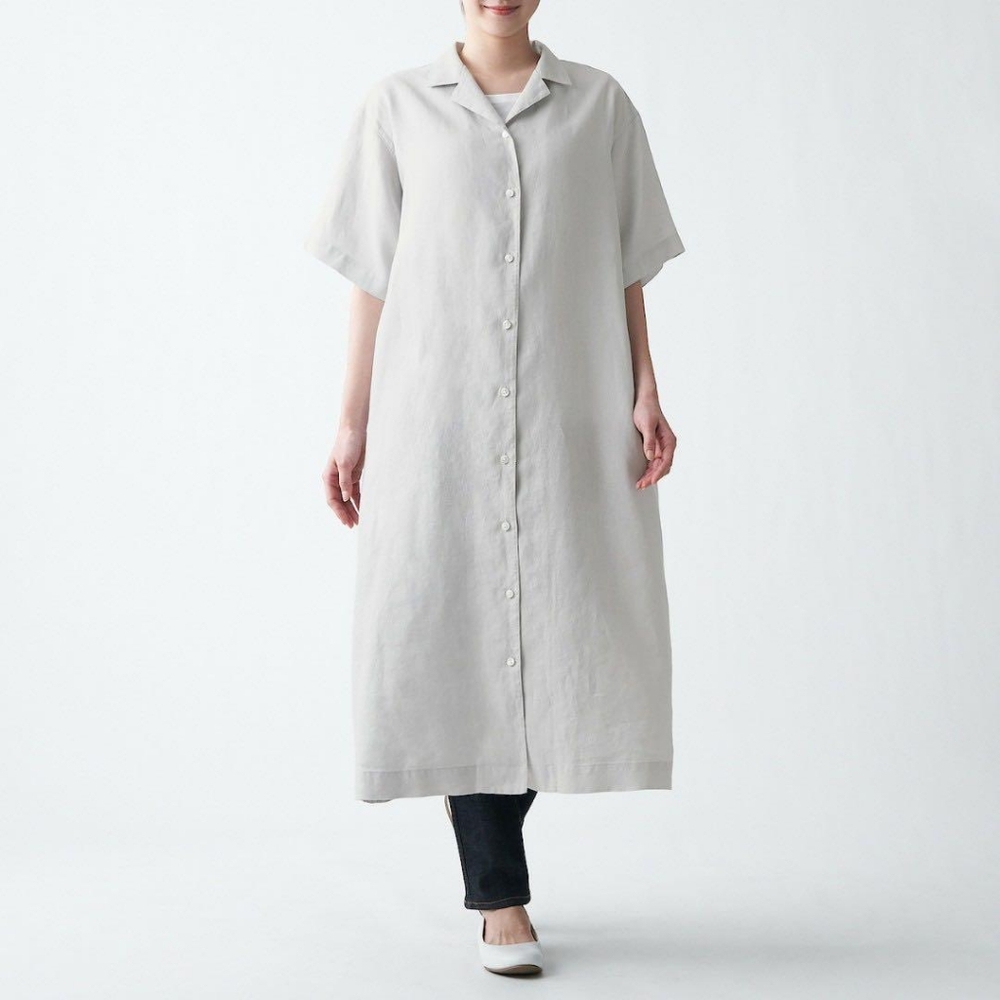 EUC Muji Light Grey Linen Shirtdress XS/SM